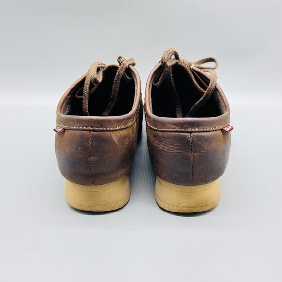 Clarks Wallabee Shoes Womens 9.5 Brown Leather Moc Toe Lace Up Comfort Boots - Picture 6 of 12